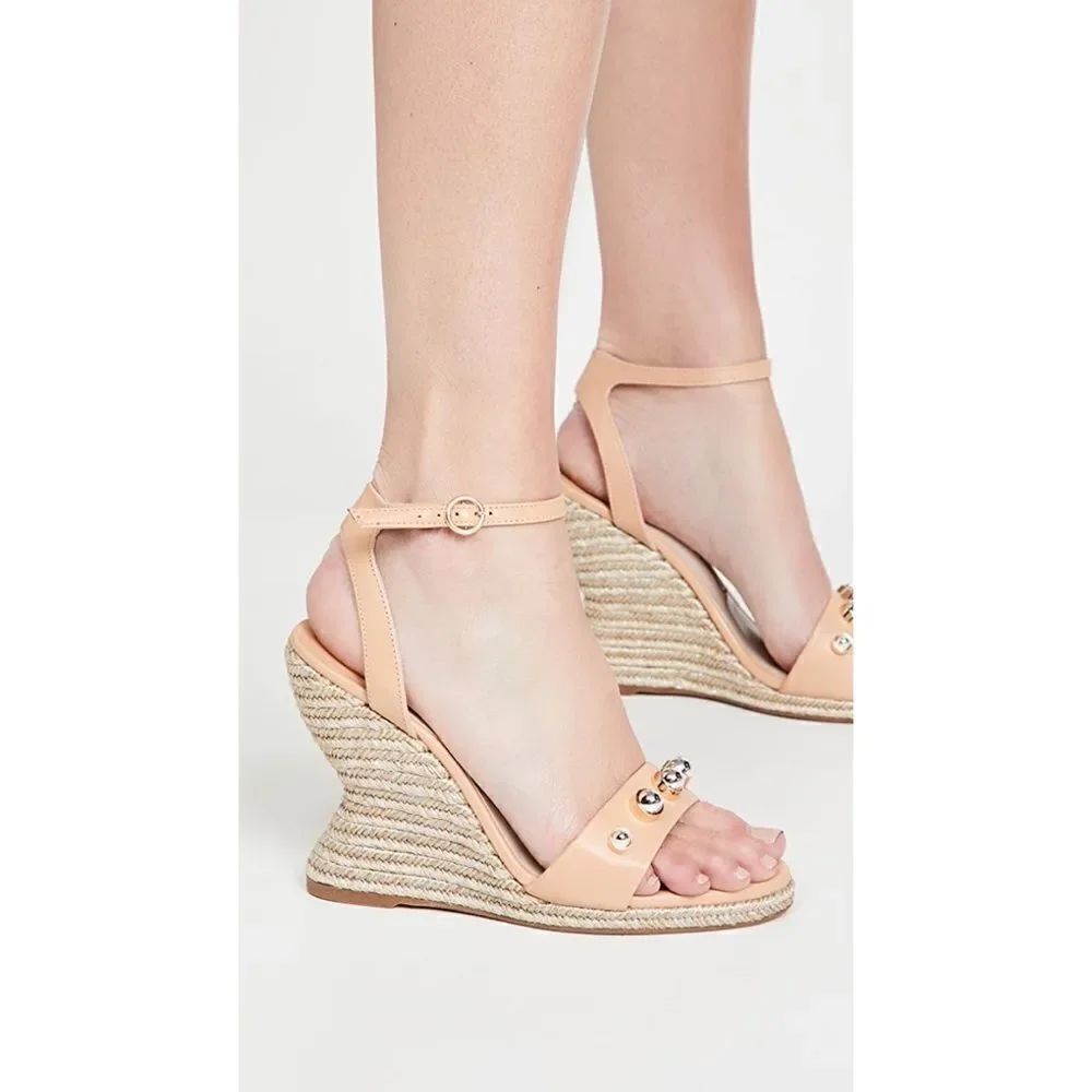 Sophia Webster Womens Dina Stud Mid Espadrilles - Praline/Silver Size 41